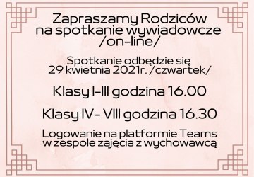 Spotkanie wywiadowcze z Rodzicami