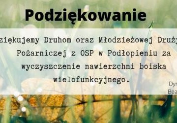 Podziękowania dla OSP Podłopień