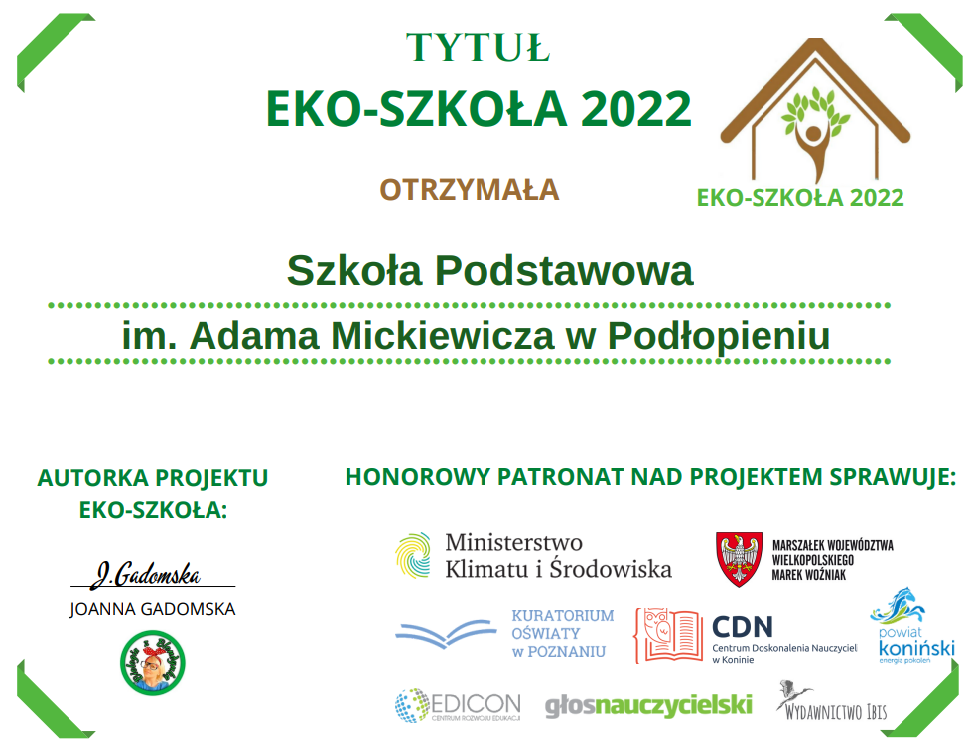 Tytuł Eko-Szkoły 2022