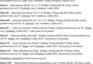 Podręczniki do religii na rok szkolny 2023/2024