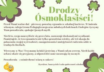 Drodzy Ósmoklasiści