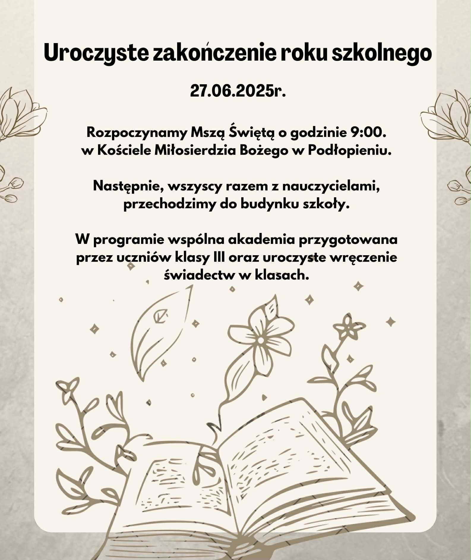 Uroczyste zakończenie roku szkolnego 2024/2025